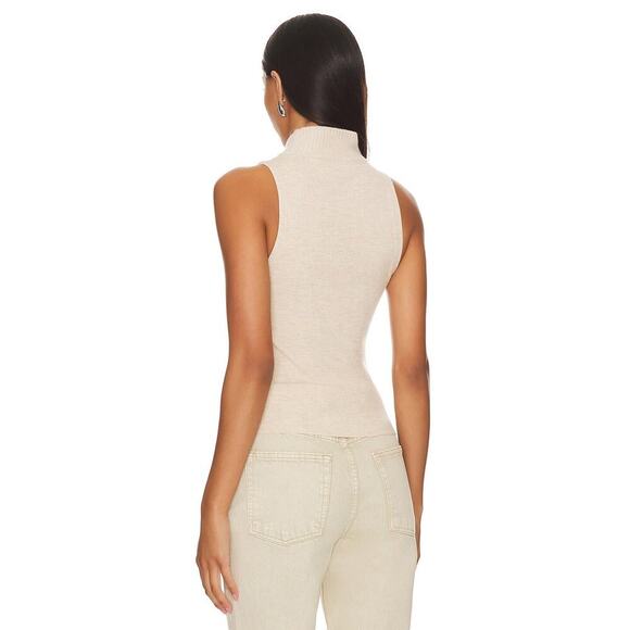 Alice and Olivia Darcey Single Layer Turtleneck Top Almond Heather Size L - Picture 3 of 8